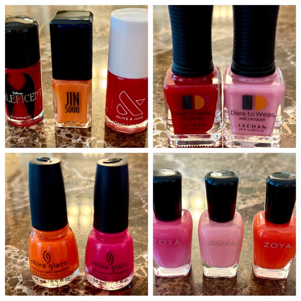 MAC Cosmetics & Assorted Nail Polish Bundle in Red, Orange, Pink Shades